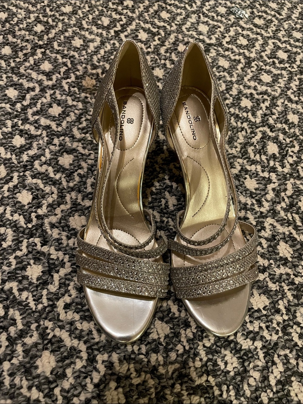 Bandolino Gold Glitter Open-Toe Heels